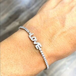 CZ LOVE BRACELET NEW STERLING SILVER 5” to 9”